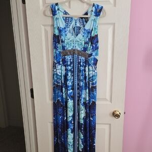 Style & Co. Blue and White Floral Maxi Dress